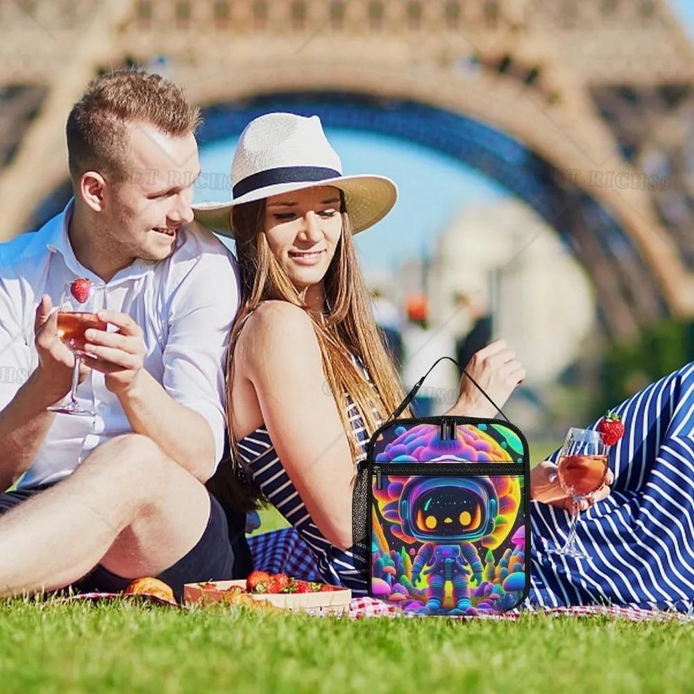 Ланч-бокс Trippy Astronaut Art Gourmet для женщин, мужчин, взрослых, работы, пикника, походов, пляжа - водонепроницаемая изолированная внутренняя сумка