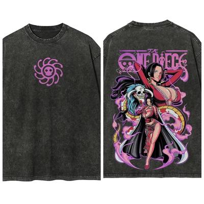 New Anime ONE PIECE Quality TShirt Men and Women Cotton Vintage Washed Print Retro Streetwear Sports Fitness Tops