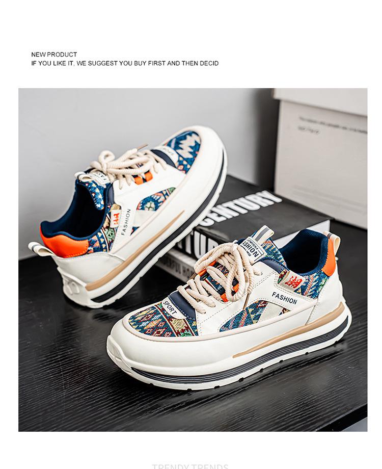 Мужские 2025 Вышитые Дышащие Повседневные Кеды для Скейтборда - Модные, Универсальные, Увеличивающие Рост Кроссовки "Папа"