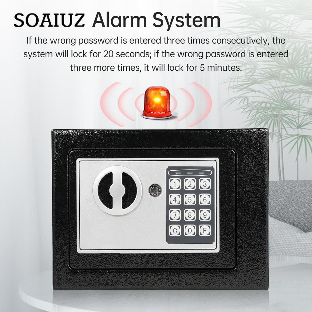 Домашние сейфы Bisofice, огнестойкая водонепроницаемая коробка с клавиатурой и 2 запасными ключами, цифровая домашняя безопасность