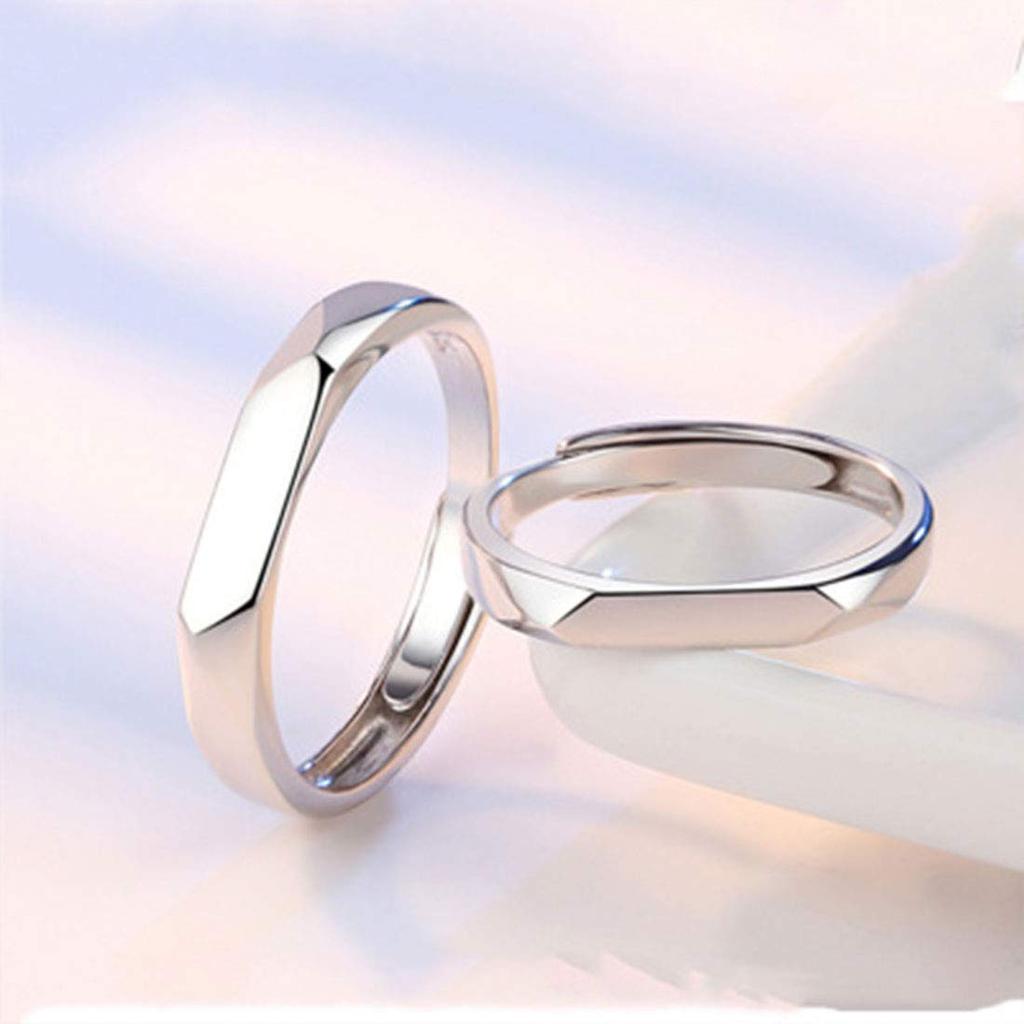 Бесплатная Пара Серебряная Огранка Помолвочное Парное Перстень из Чистого Серебра Подарок [Rockyu] Кольцо, Размер, Мужское Кольцо, Кольцо, 925, Многогранное Кольцо, Кольцо, Кольцо, Простое,