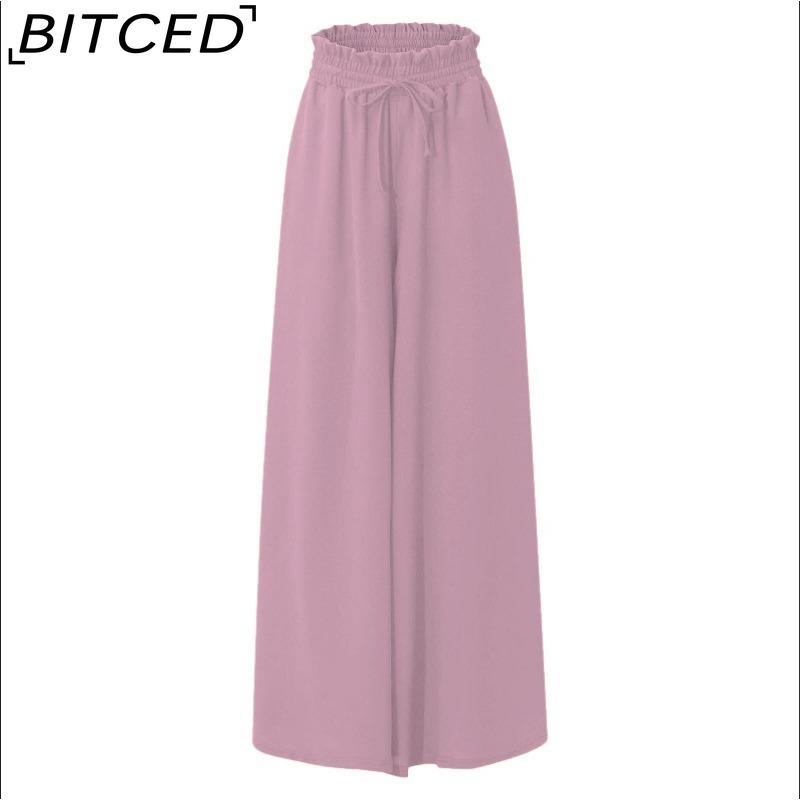 BITCED Women's Fashion Casual Solid Color Print Pants & Capris