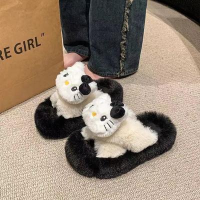 Плюшевые тапочки женские новые милые котята осень и зима толстая подошва хлопковые тапочки женская мода и универсальные