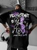 Summer new mens teddy bear graffiti print comfortable and breathable round neck Tshirt This is an outdoor versatile street st