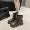 Fashion New Hot Sale Women's Shoes Zipper Women's Boots Autumn Round Toe Solid Short Barrel Platform Water Proof Fashion Naked Boots