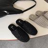 2025 Summer French Slippers Women's Versatile Outer Wear Retro Woven Bag Head Semi-breathable Non-slip Flat Bottom Muller Cool Slippers