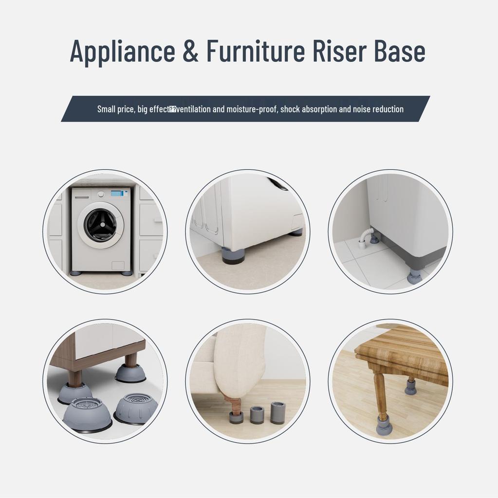Universal Anti-Slip Rubber Foot Pads for Washers, Fridges, and Furniture - Shock Absorption and Noise Reduction