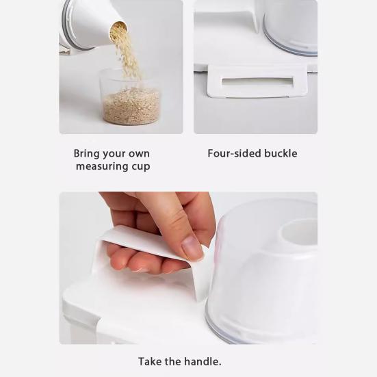 Grain Can Ergonomic Handle Measuring Cup Design Storage Container with Lid Plastic Transparent Grain Dispenser