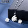 RUI RUI YU Stainless Steel Small Fresh Daisy Necklace Female Flower Steel Necklace Earrings Set