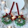 Christmas Bell Wreath Hanging Ornament Mini PVC Garland with Red Bow Xmas Tree Decor Window Display Festive Decor