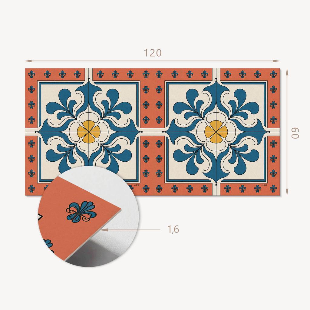 Vinyl Wall Panel with Print for Dining Room 120x60 cm Folk Pattern with Flowers