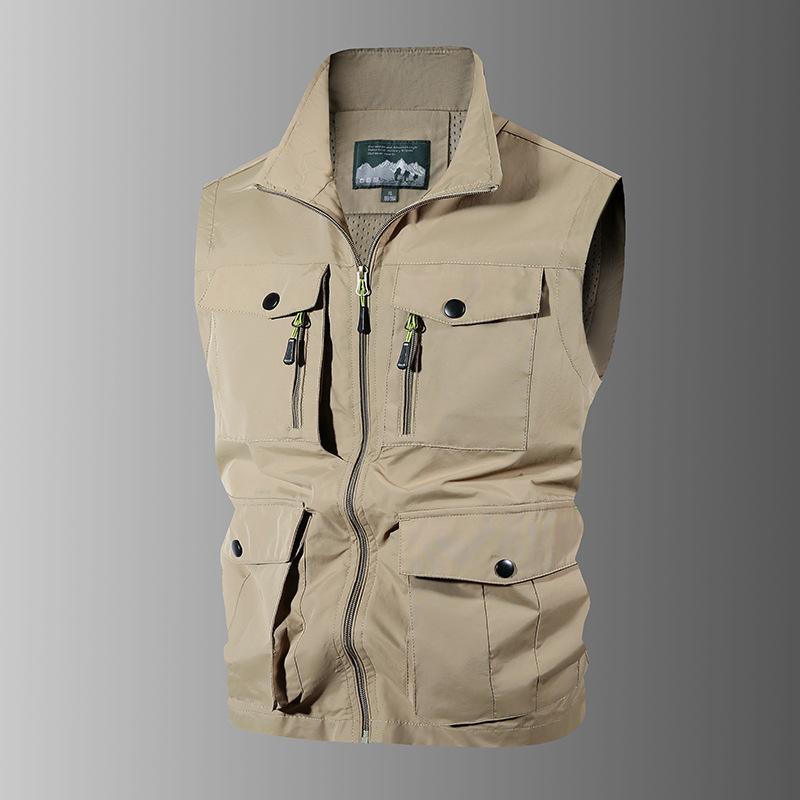 MultiBag Vest Men'S Outdoor Leisure StandUp Collar Fishing Vest Tooling Jacket Photography Vest