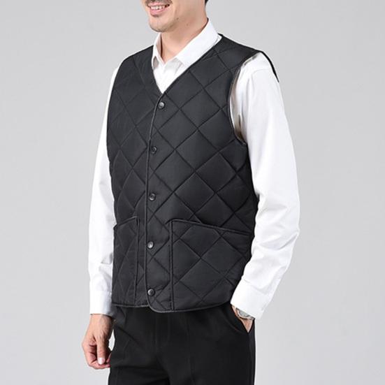 Мужской осенне-зимний пуховый жилет с карманом и застежкой на пуговицы с v-образным вырезом, однотонный холодостойкий жилет без рукавов