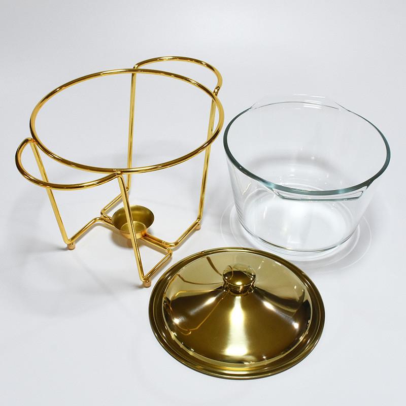 4,0 л Контейнер для подогрева пищи большой емкости Ресторан Маленький хот-пот Спиртовая горелка Глубокая стеклянная шведская линия