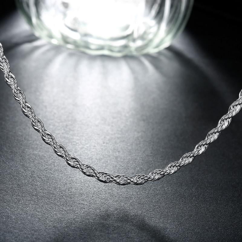 925 Silver 4mm Twisted Snake Chain Necklace Men Women Jewelry 16 -30 Inch