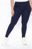 Women's Style Plus Size Leggings Large Size High Waist Daily Tights Navy Blue