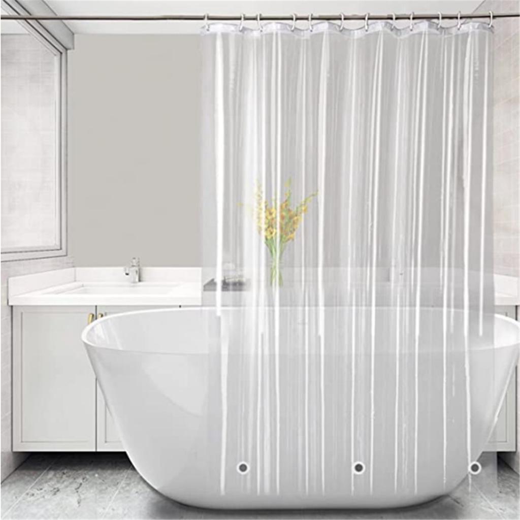 3G Shower Curtain With Heavy Duty Clear Stones And 8 Grommet Holes Waterproof Thick Bathroom Plastic Shower Curtains-Clear