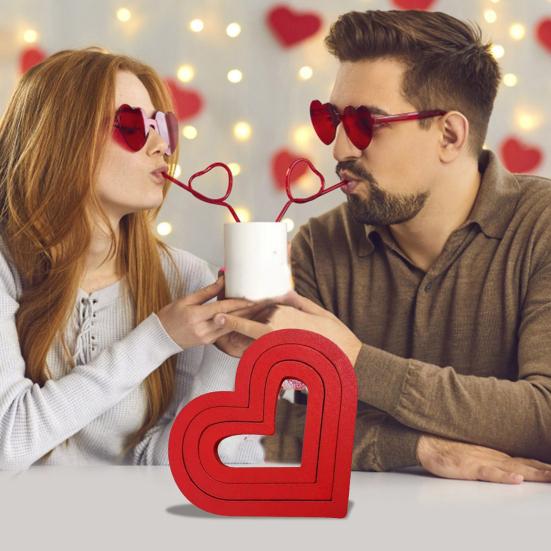 1 комплект украшений в виде сердечек ко Дню святого Валентина, сделай сам, съемная деревянная фигурка в форме красного сердца, статуэтка, скульптура, украшение для домашнего офиса и рабочего стола