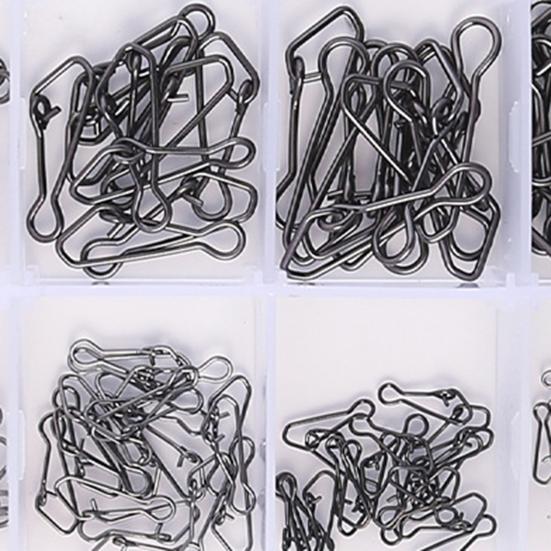 100/120Pcs Fishing Pin Connectors with Storage Box Mini Size Portable Hanging Fishing Snap Swivels Pins Fishing Accessories