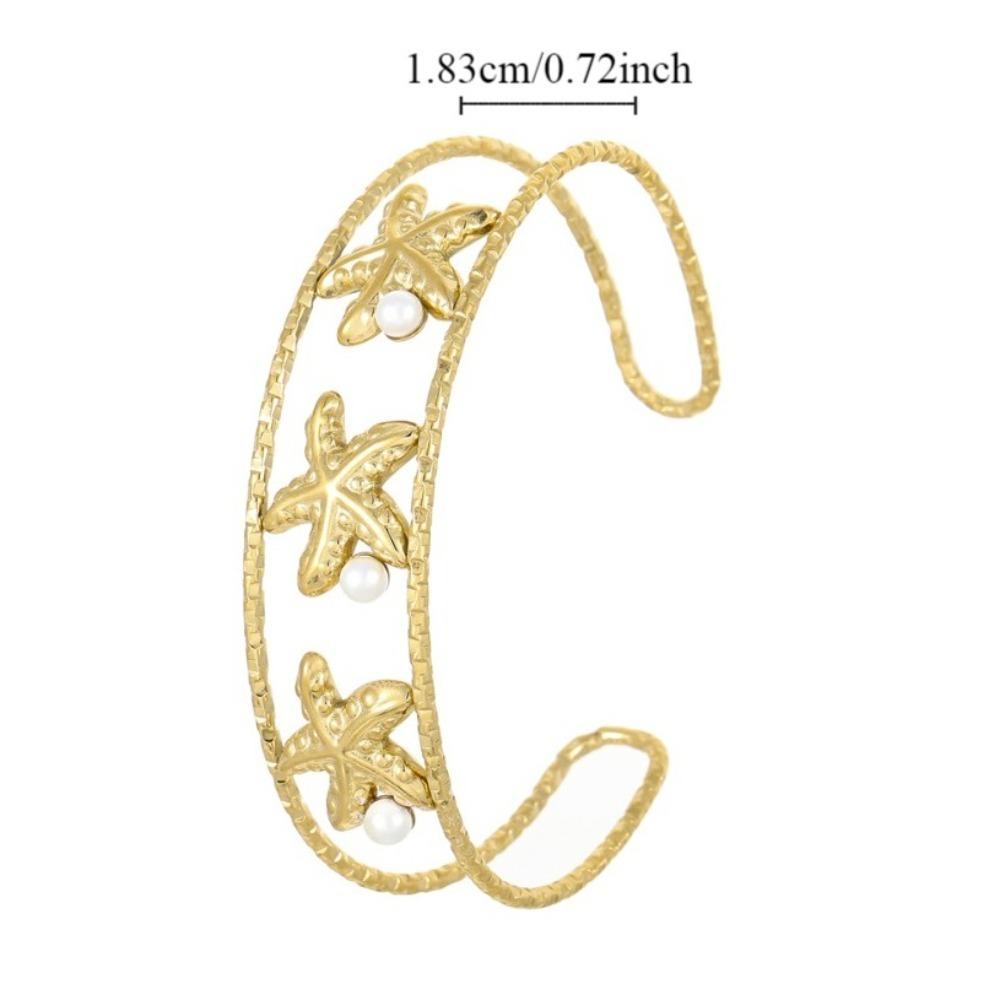 Golden Starfish Shell Cuff Bracelet Ocean Series Summer Beach Bangle Jewelry Gifts