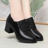 Autumn Winter Soft Sole Soft Leather Comfortable Thick Heel Shoes Middle Deep Mouth Fashion Women's Elegant Single Shoes