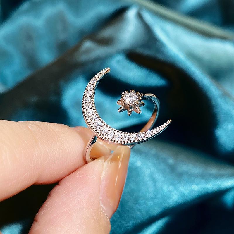 Кольцо-кастет из стерлингового серебра 925 пробы в этническом стиле с полумесяцем и звездой