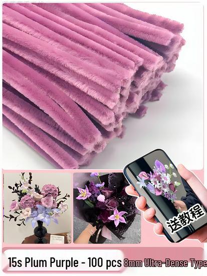 Thickened White Chenille Pipe Cleaners - Mixed Colors for DIY Bouquet Crafts
