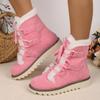 Fashion 2025 Women Large Size Snow Boots Outdoor New Fashion Lace-Up Flat Bottom Ankle Boots Winter Comfortable Designer Shoes Women