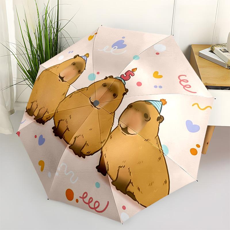 1pc Party Capybara Automatic Umbrella Portable Home Essential Umbrella, Iron Umbrella Structure Suitable for All Seasons yy251123185