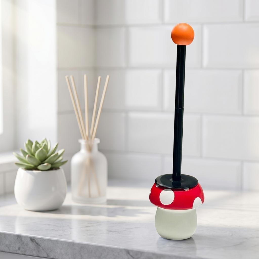 Creative Mushroom Shaped Toilet Brush with Holder Set for Bathroom Cleaning and Home Decoration Durable Handle and Soft Bristles for Efficient Use