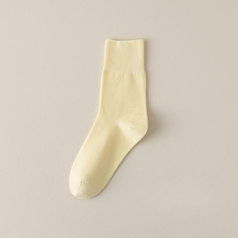 Female Spring and Autumn Pure Cotton Loose Mouth Boneless Anti Pilling Moon Tube Socks
