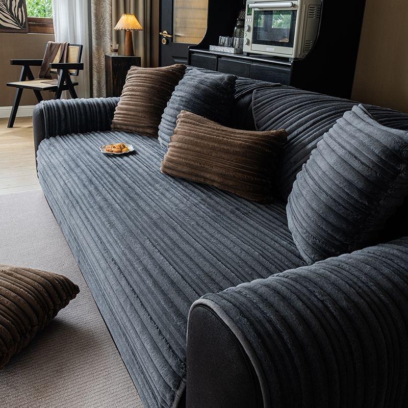 Плюшевая Утолщенная Теплая Подушка для Дивана Зимняя Нескользящая Осенне-Зимняя Ткань-Чехол Однотонная Простая Современная Скандинавская