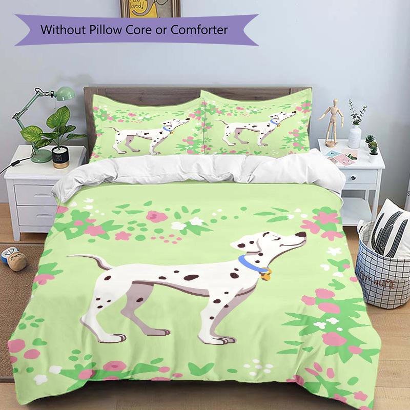 Dalmatian Floral Garden Print 3Pcs Bedding Setduvet Cover With 2 Bedropillowcase Home Birthday Gift