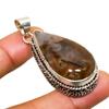 Tube Agate Gemstone Handmade 925 Silver Plated Jewelry Pendant 1.89"