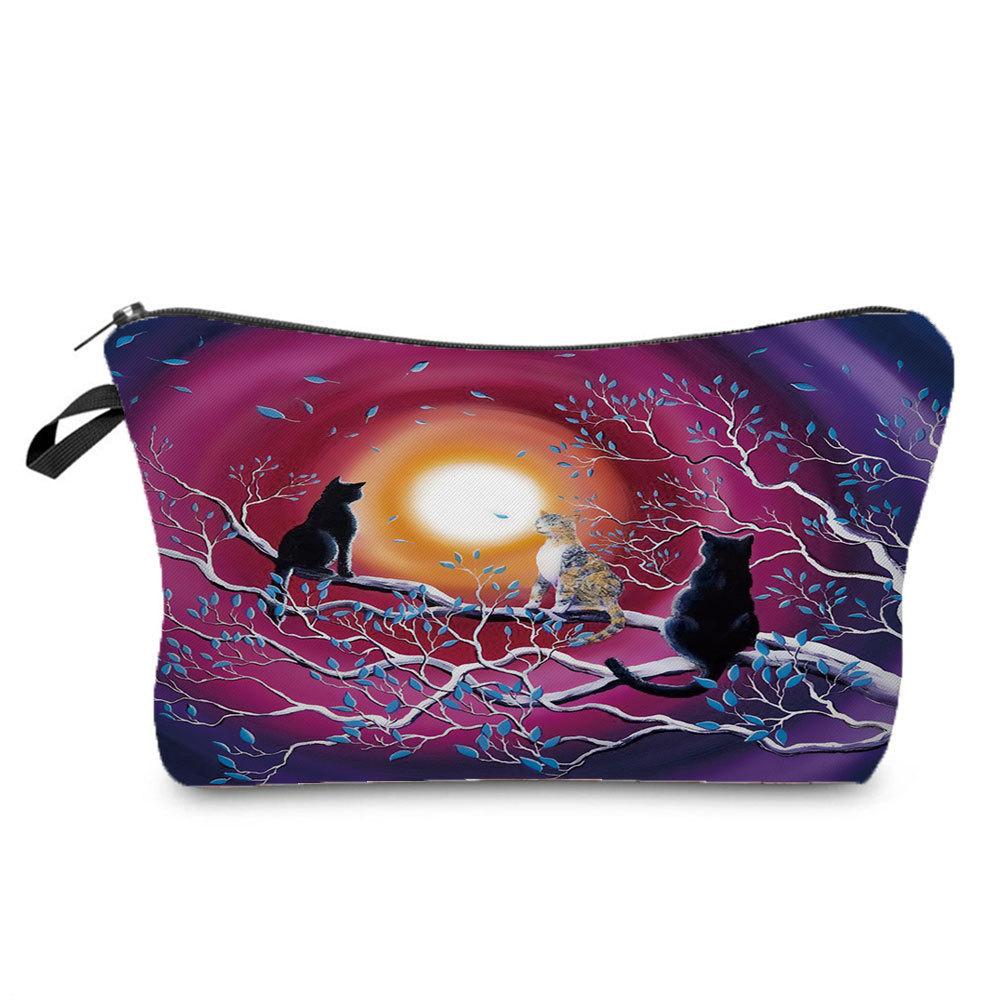 Женская косметичка с принтом кошки, органайзер для туалетных принадлежностей, дорожный чехол для хранения 6689