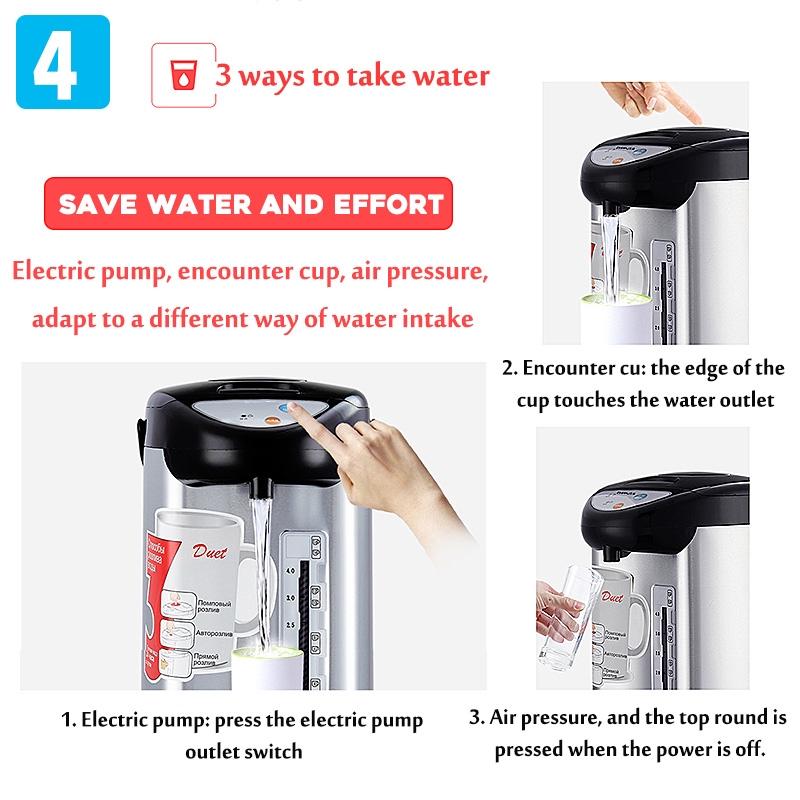 Проводной электрочайник из нержавеющей стали 304, кипятильник и подогреватель воды, защита от выкипания, автоматическое отключение, нагрев, большая емкость 750 Вт 5 л