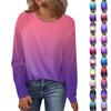 Women's Round Neck Gradient Printed Raglan Sleeve Long Sleeve Versatile Loose Top