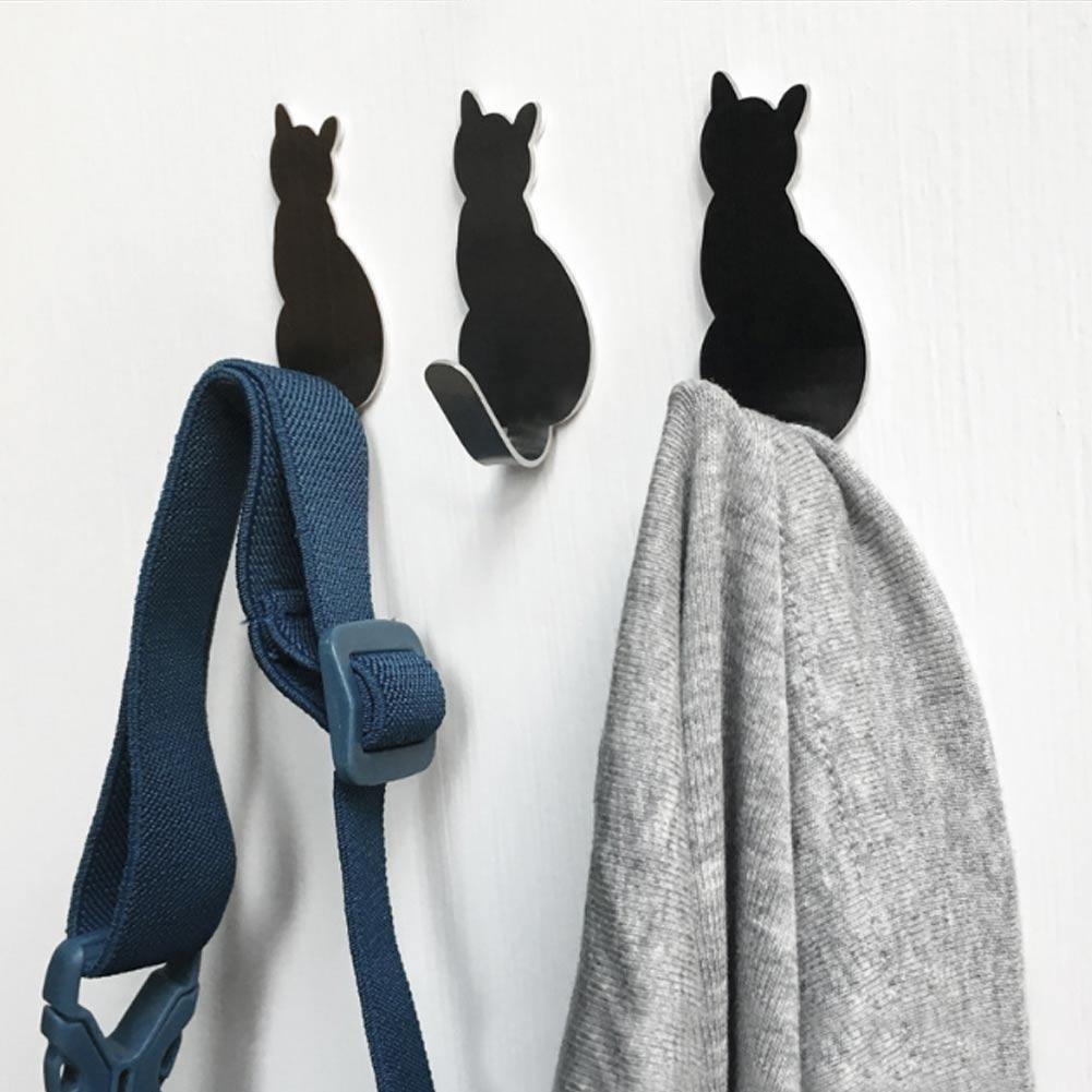 2 шт./компл. кошачий хвост в форме кухонной стены, двери, металлический крючок, клейкая лента, вешалка для ключей, декоративный держатель