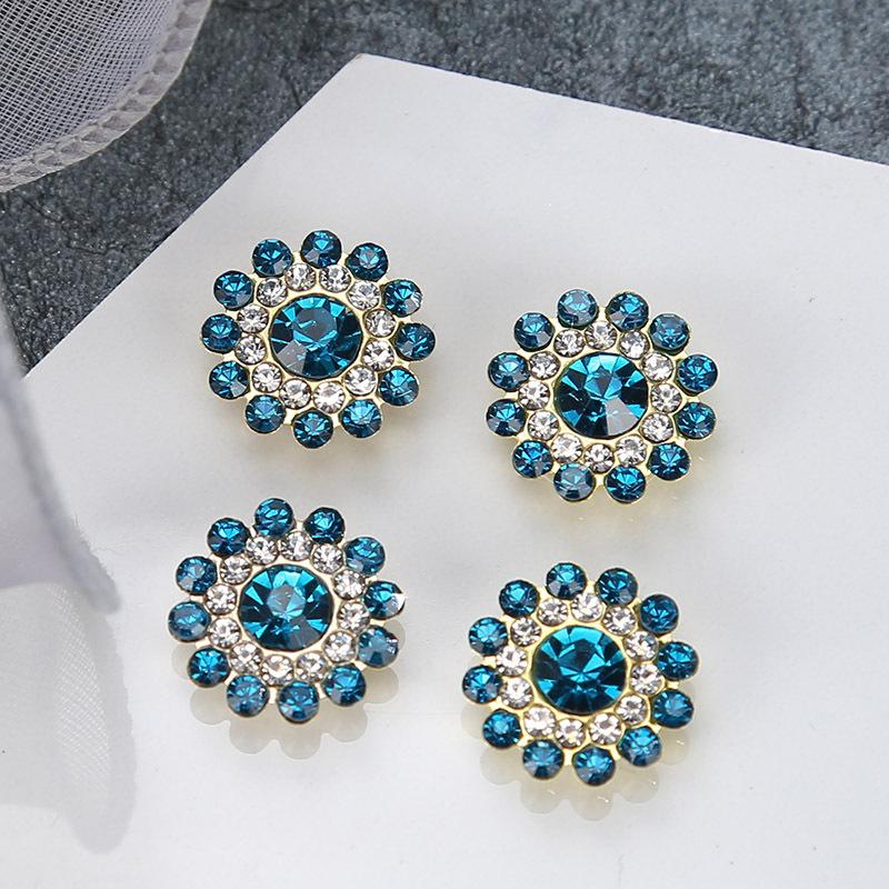 100pcs 14mm Round Plum Blossom Drill Triple Diamond Buckle Multicolor Flower Beads Round DIY Hair Accessories Colorful Double Layer Flower Rhinestones