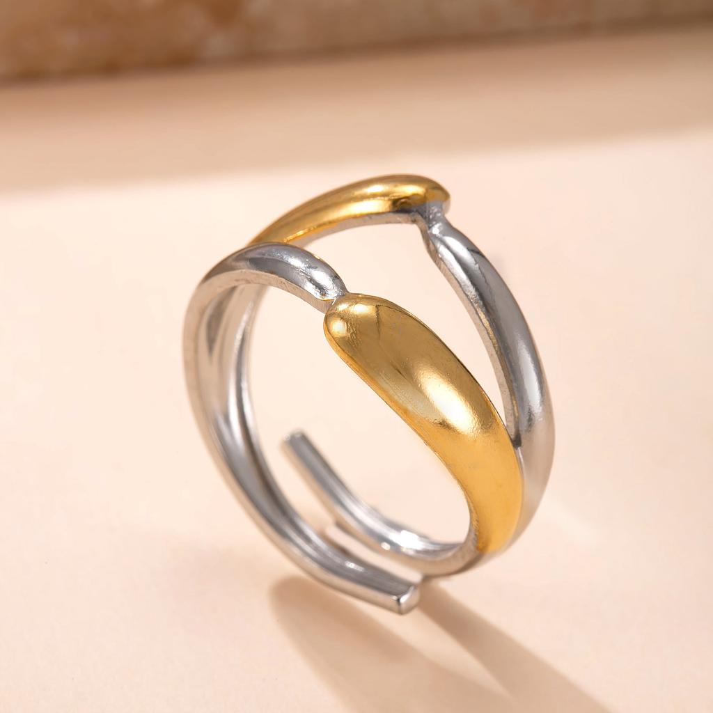 Stainlesss Steel Geometric Ring Women Gold Color Minimalist Multi-layer Rings Trendy Zircon Gift Wholesale