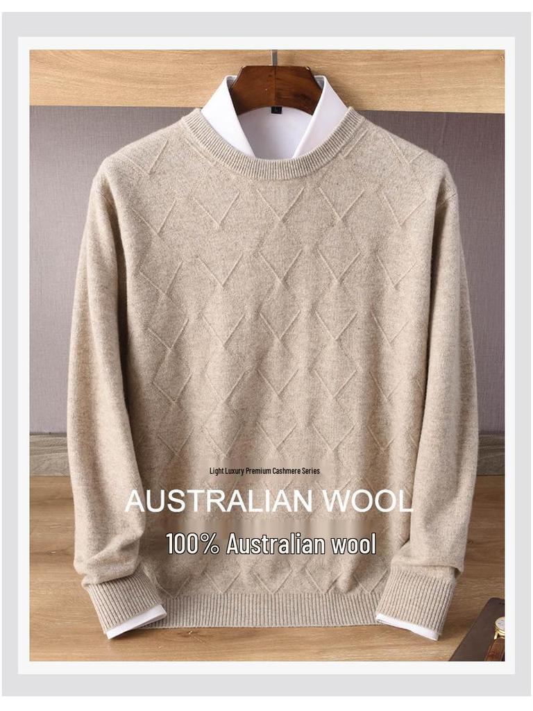 Мужской кашемировый свитер - Коллекция Осень/Зима: Круглый вырез, Свободный крой, Однотонный, Трикотажный пуловер в стиле business casual