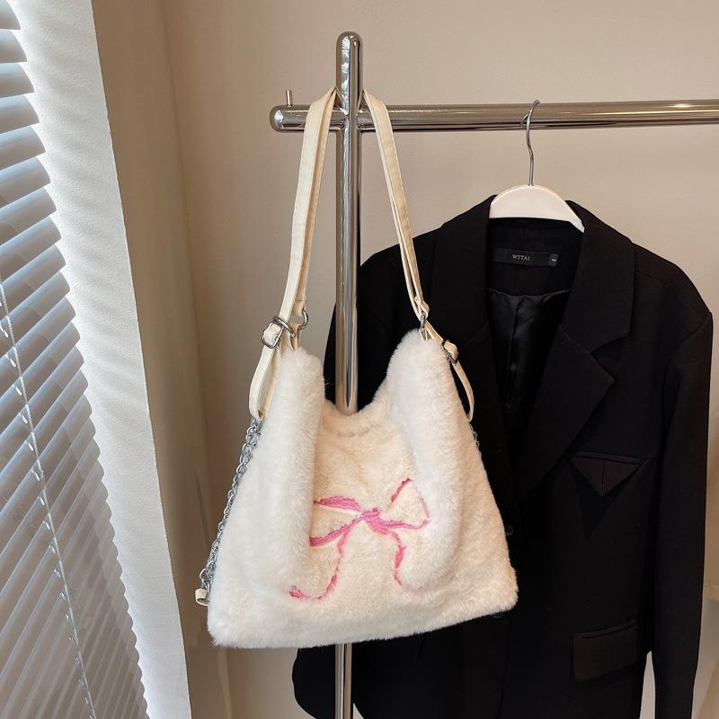 Повседневная сумка-тоут Mao Mao большой вместимости, модная женская сумка подмышку 2024 года, новый рюкзак с бантом на плечо