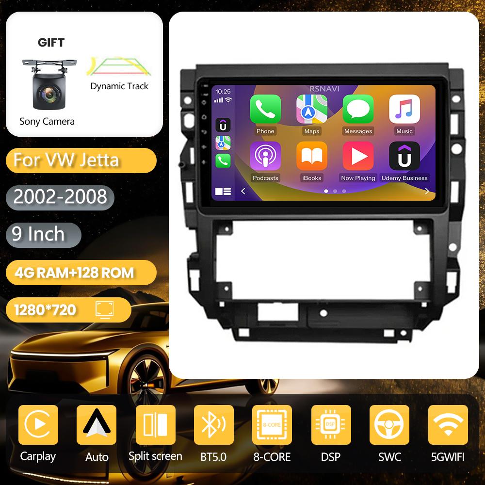 Android 16 pour Volkswagen Golf Mk 4 2004-2008, autoradio multimédia Carplay Auto, écran QLED 2K, commande par application au volant