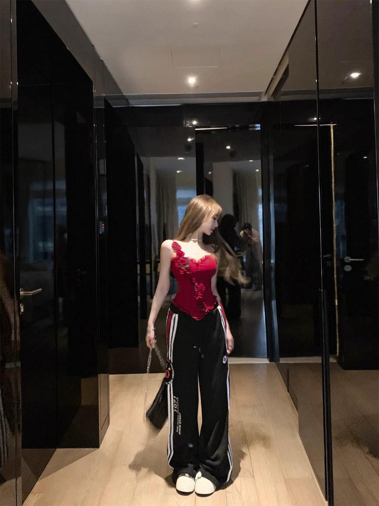 Red Fishbone Strapless Slimming Camisole - Women's Summer Style