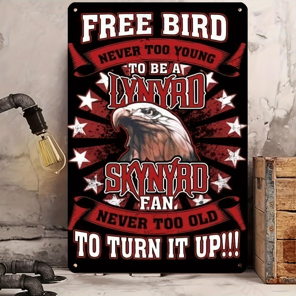 Free Bird Винтажное металлическое настенное искусство Классическая рок-группа Железный декор Идеально подходит для домашнего бара кафе офиса внутреннего наружного показа