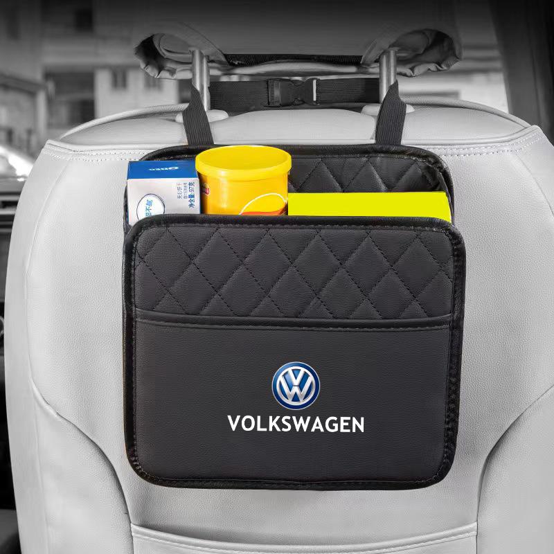 2026 Hot Valve Stems Caps Leather Car Seat Storage Bag Garbage Box Hanging Case Organizing Tools For Volkswagen VW RLine R GTI Golf Amaro ET1