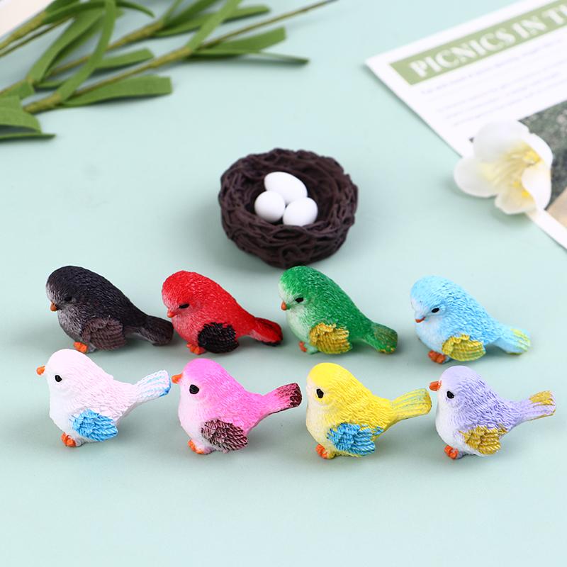 4шт мультфильм красочная летающая птица воробей маленькая статуя миниатюрная фигурка орнамент