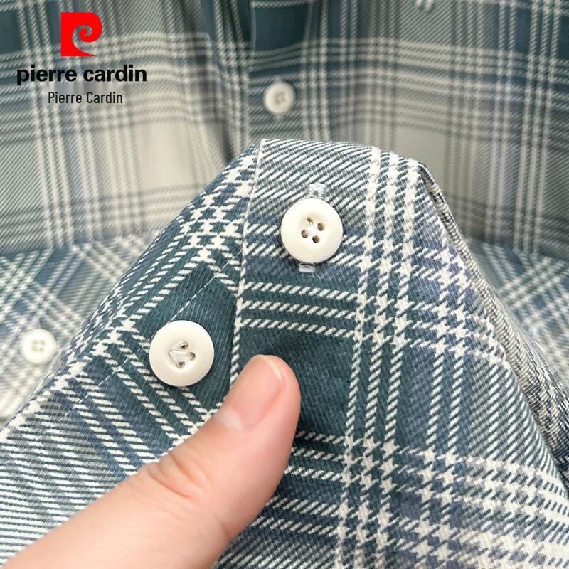 Pierre Cardin Мужская свободная клетчатая рубашка с коротким рукавом из чистого хлопка