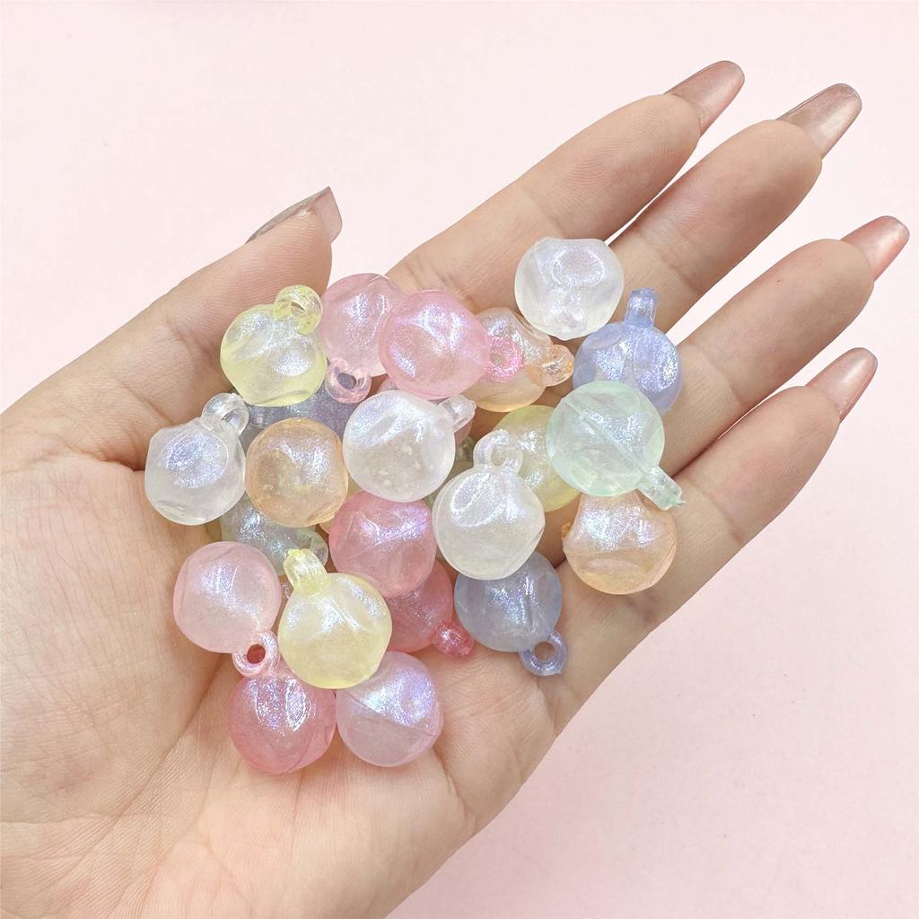 30Pcs/14.8*19.3mm With Hole Jelly Colored Round Beads Craft DIY Handmade Material DIY Beading Accessory Acrylic For Necklace Earrings Making Beads
