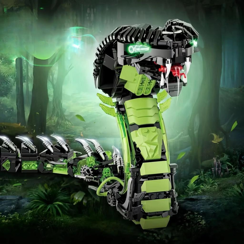 MOC 7052 Наборы моделей механической змеи 689 деталей STEM Технологичная кобра Животные Строительные блоки Кирпичики Игрушки для детей Детские игрушки